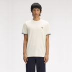FRED PERRY T-shirt com punhos com borda com ponto descontínuo dupla