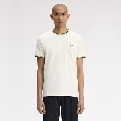 FRED PERRY T-shirt com borda com ponto descontínuo dupla - CARISMAstore