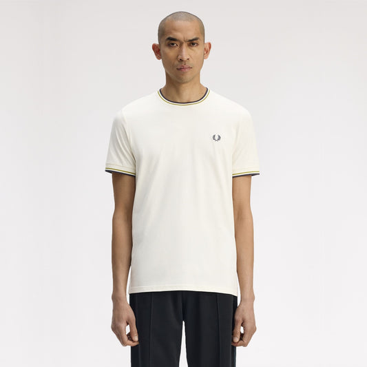 FRED PERRY T-shirt com borda com ponto descontínuo dupla - CARISMAstore