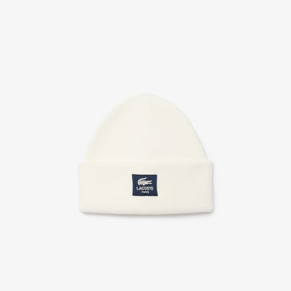 LACOSTE Gorro de algodão canelado com emblema - CARISMAstore