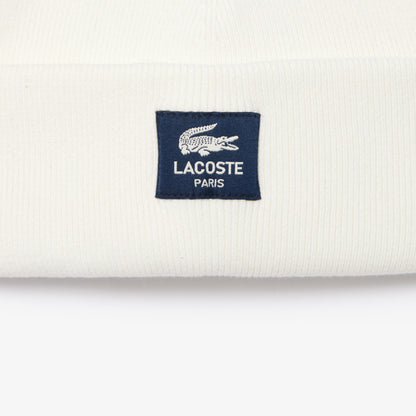 LACOSTE Gorro de algodão canelado com emblema - CARISMAstore