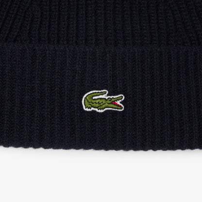 LACOSTE Gorro em malha canelada de lã