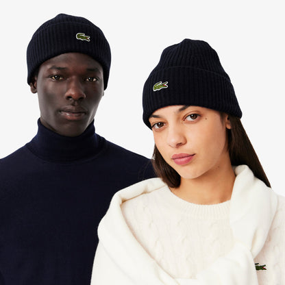 LACOSTE Gorro em malha canelada de lã