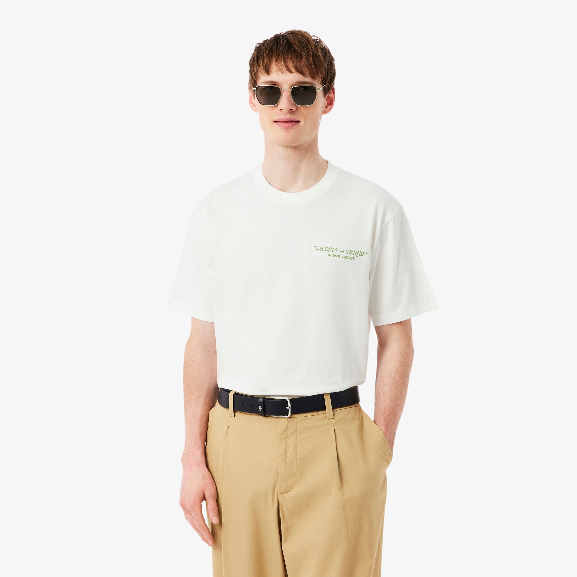 LACOSTE Conjunto de oferta de cinto em pele/Porta-cartões