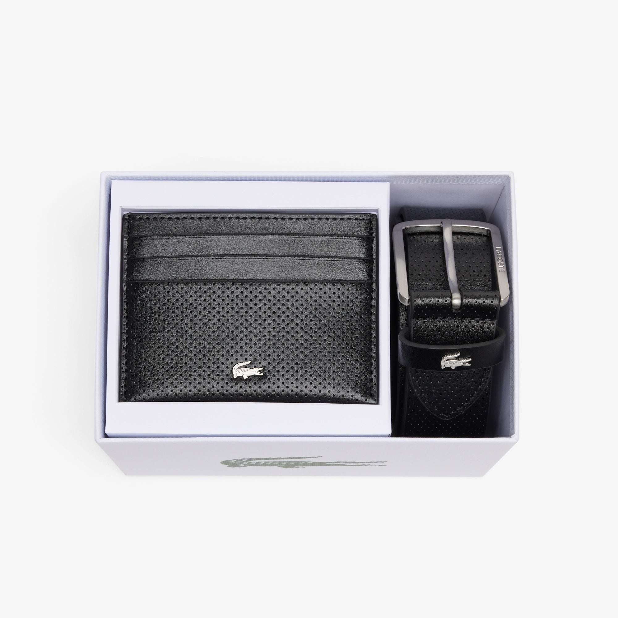 LACOSTE Conjunto de oferta de cinto em pele/Porta-cartões