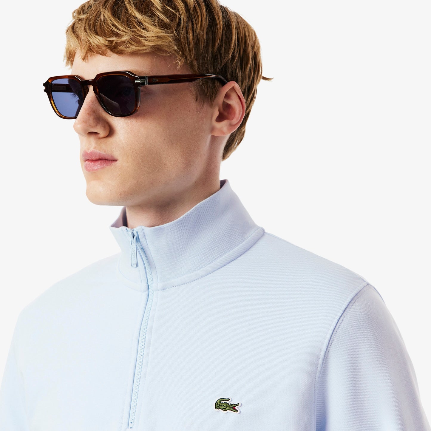 LACOSTE Camisola em felpa com zip e gola alta