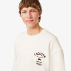 LACOSTE Camisola de felpa com decote redondo e bordado