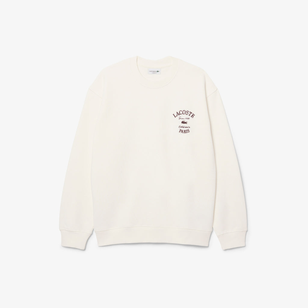 LACOSTE Camisola de felpa com decote redondo e bordado