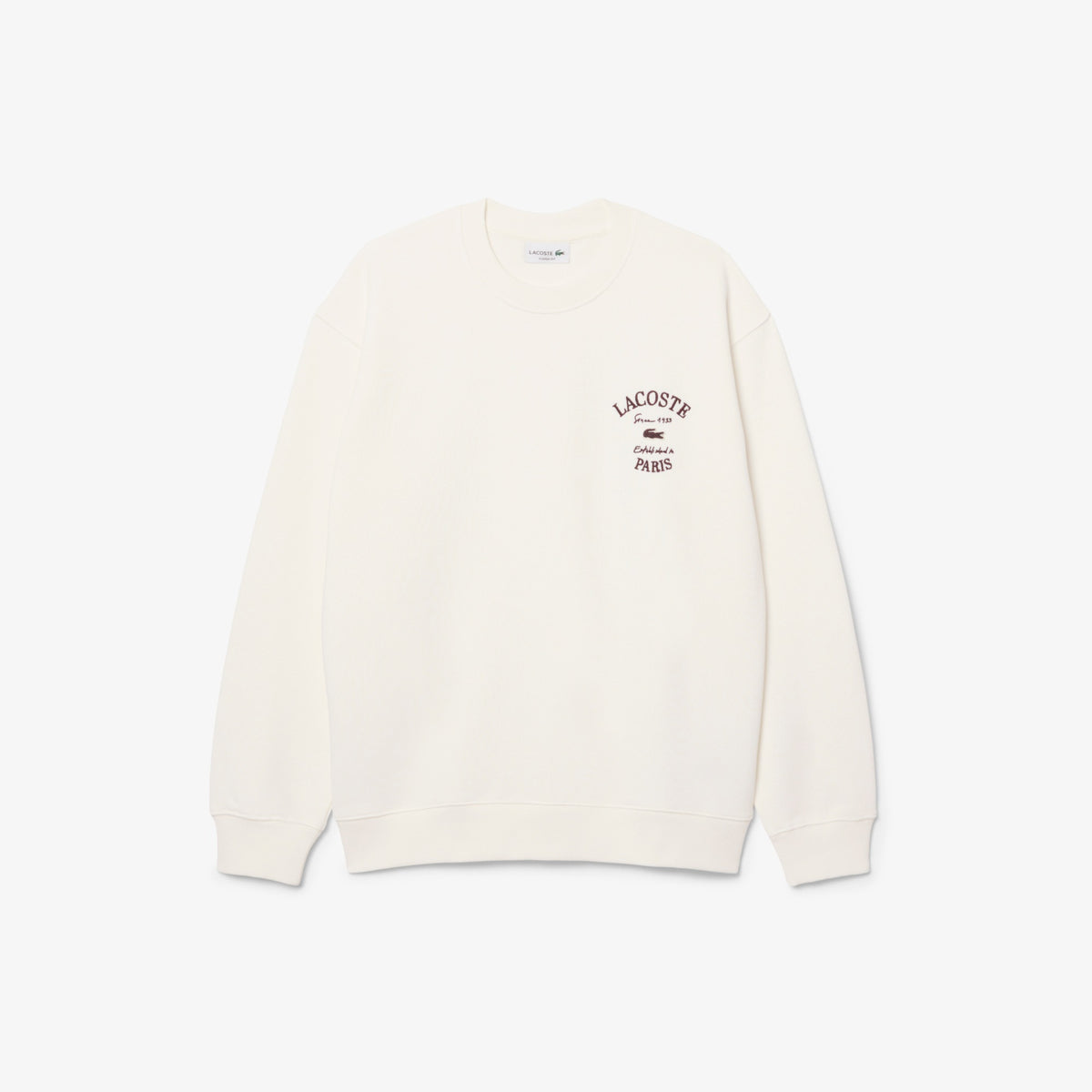 LACOSTE Camisola de felpa com decote redondo e bordado