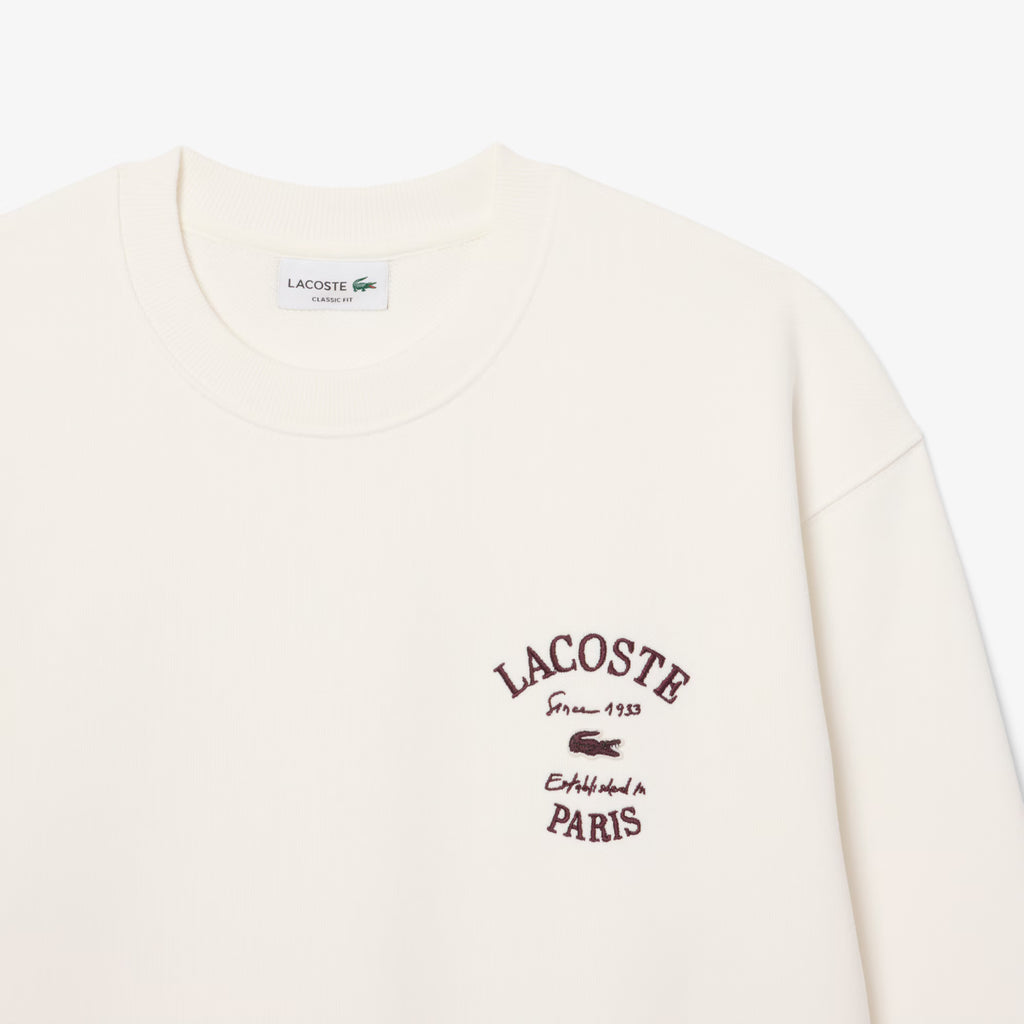 LACOSTE Camisola de felpa com decote redondo e bordado