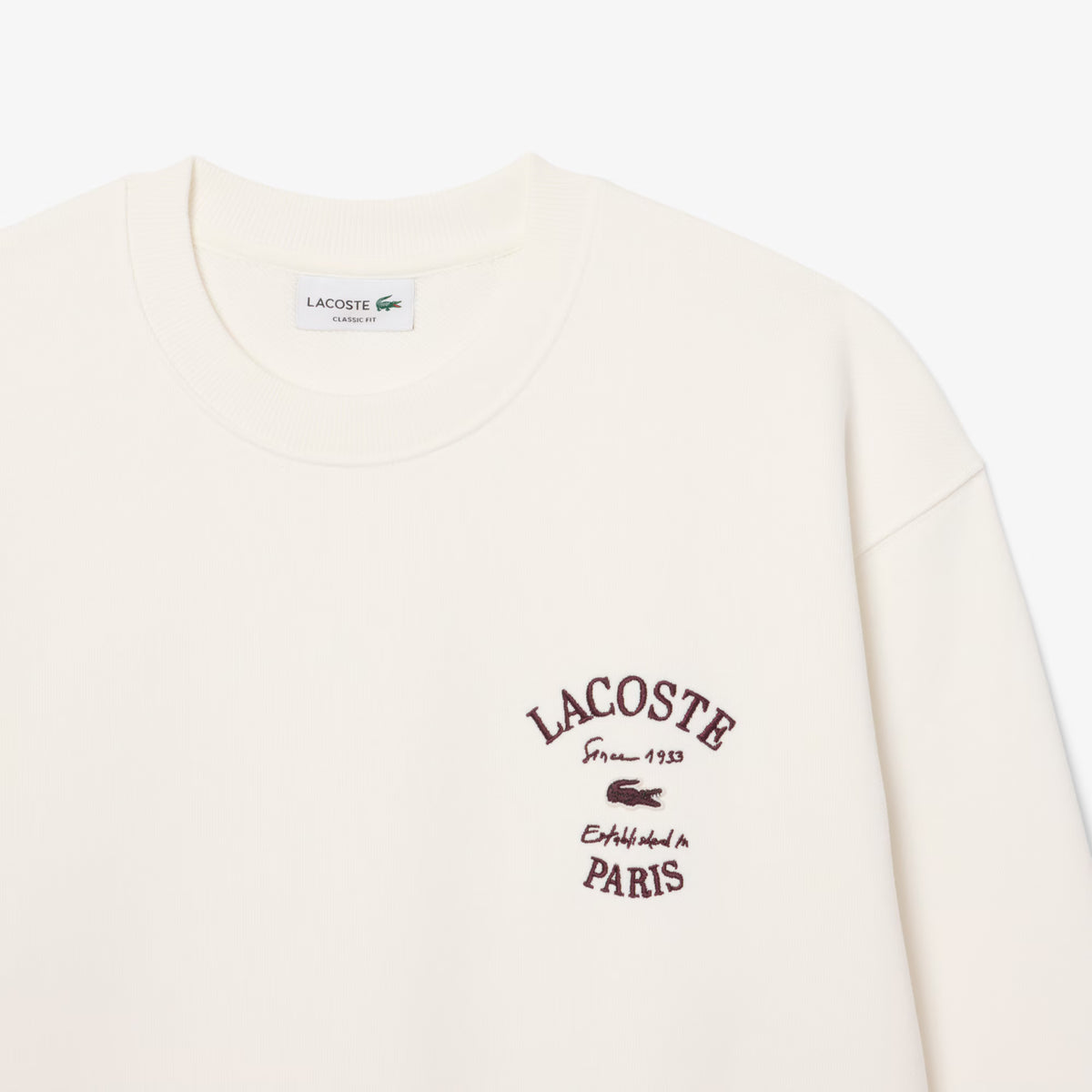 LACOSTE Camisola de felpa com decote redondo e bordado