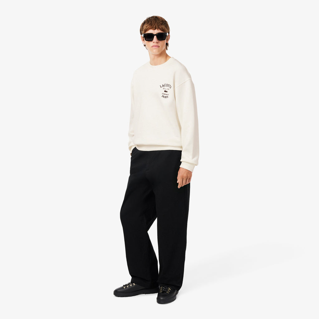 LACOSTE Camisola de felpa com decote redondo e bordado