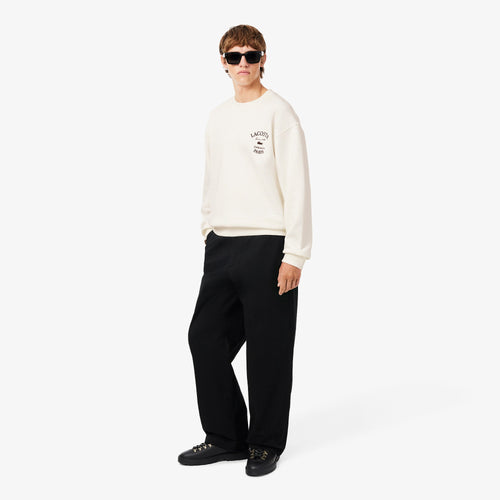 LACOSTE Camisola de felpa com decote redondo e bordado