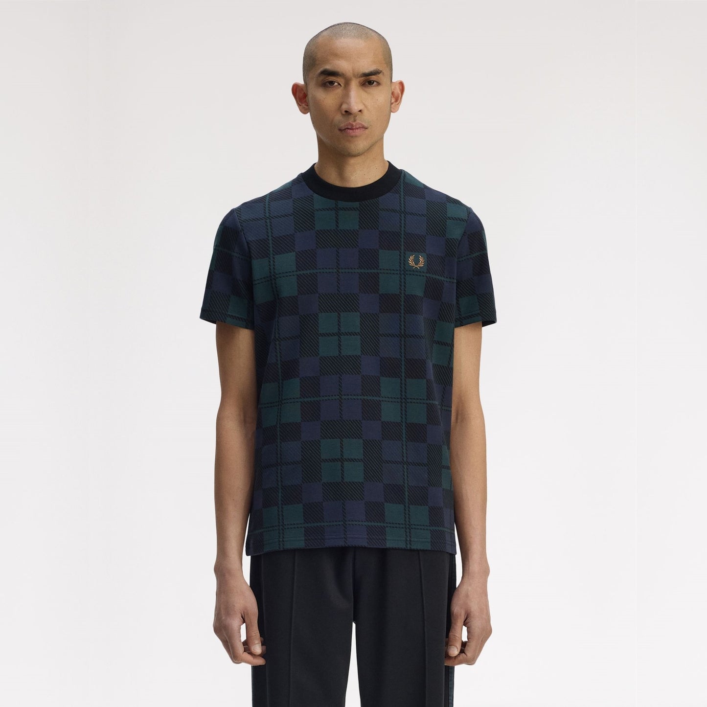 FRED PERRY T-shirt em jacquard com padrão tartan black watch - CARISMAstore