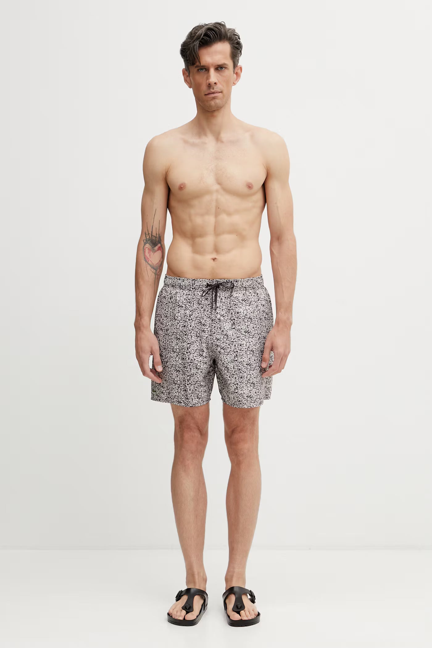 LACOSTE Calções de banho com estampado de comprimento médio