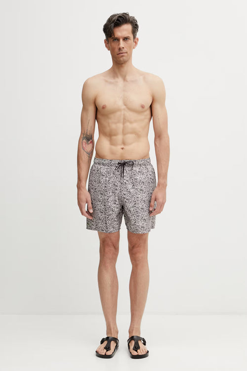 LACOSTE Calções de banho com estampado de comprimento médio