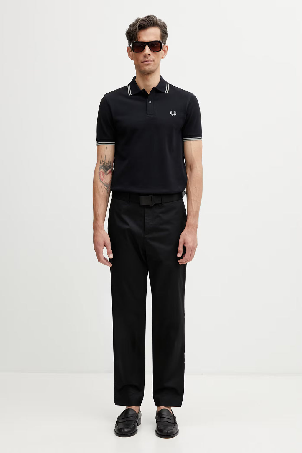 FRED PERRY Calças de sarja de corte justo