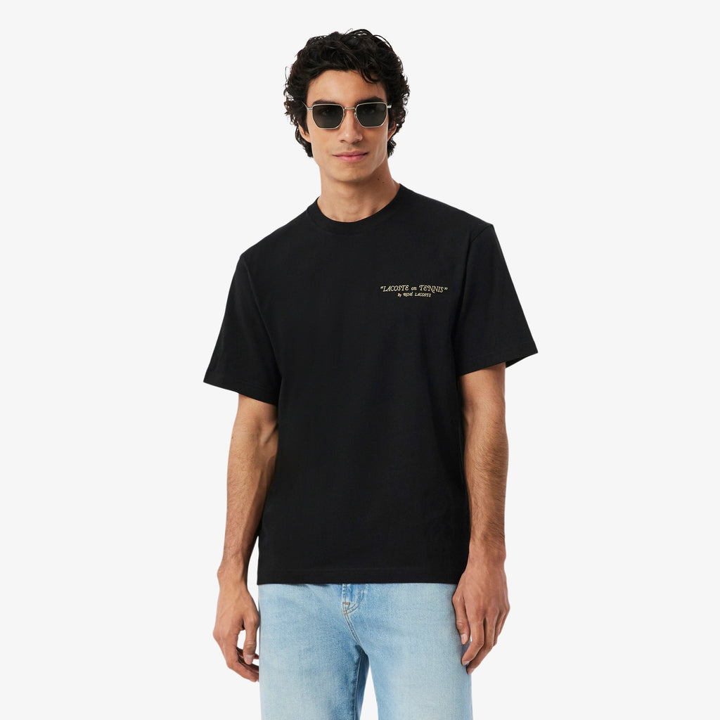 LACOSTE T-shirt de algodão grosso com bordado