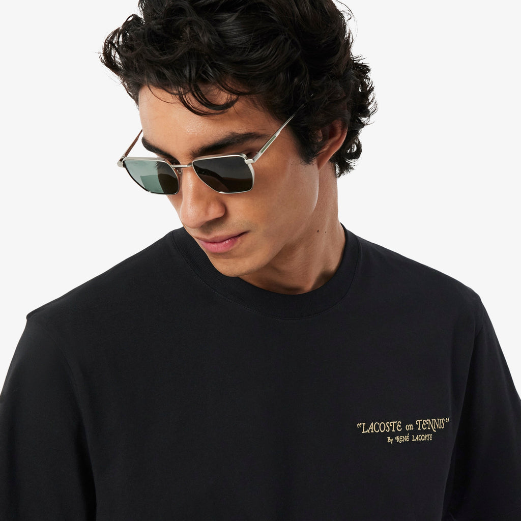 LACOSTE T-shirt de algodão grosso com bordado