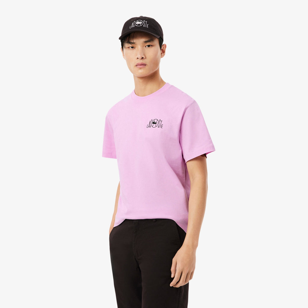 LACOSTE T-shirt de algodão com estampado