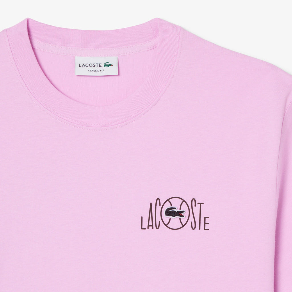 LACOSTE T-shirt de algodão com estampado