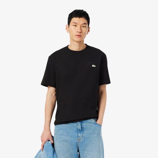 LACOSTE T-shirt em jersey grosso bordada de assinatura