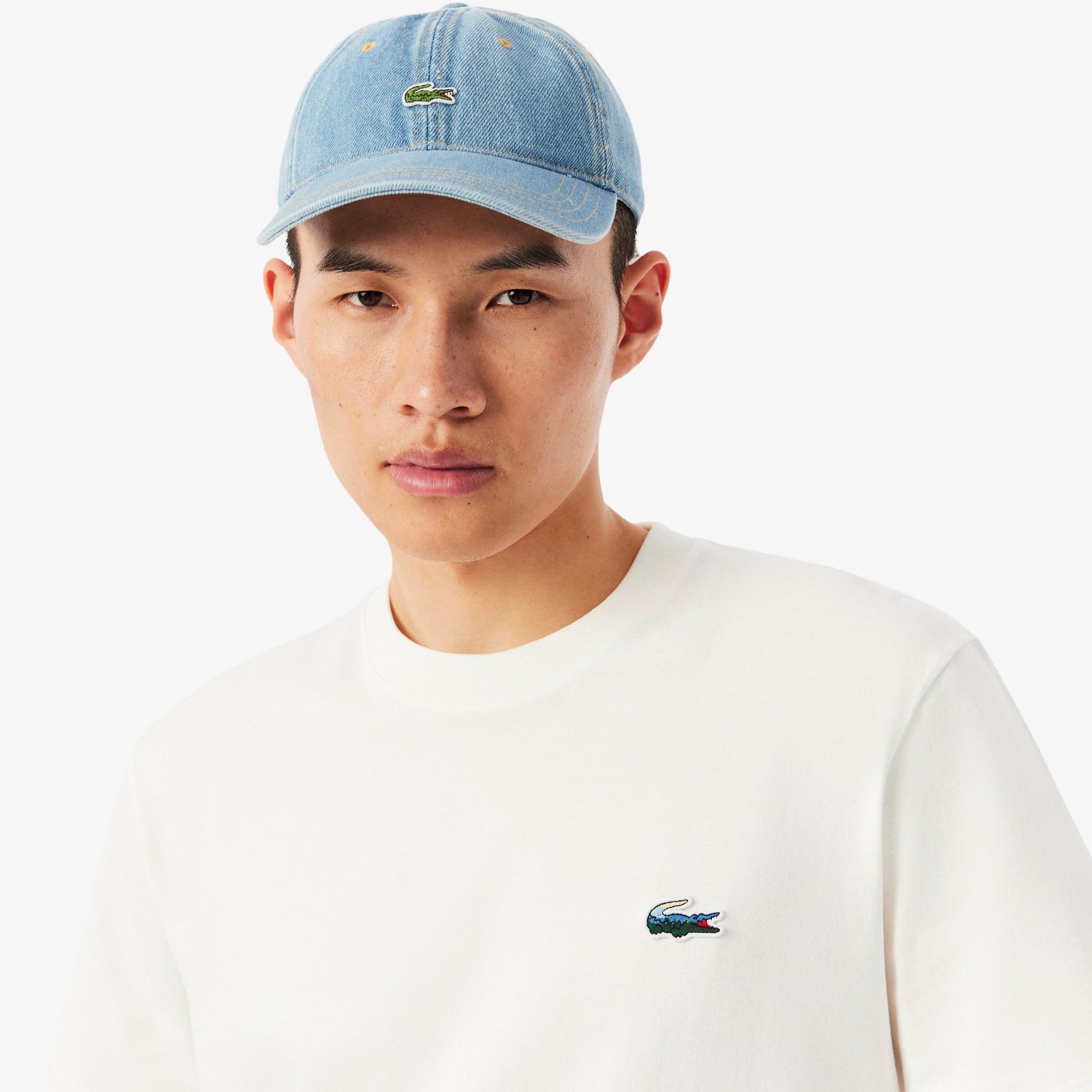 LACOSTE T-shirt em jersey grosso com crocodilo de paisagem - CARISMAstore