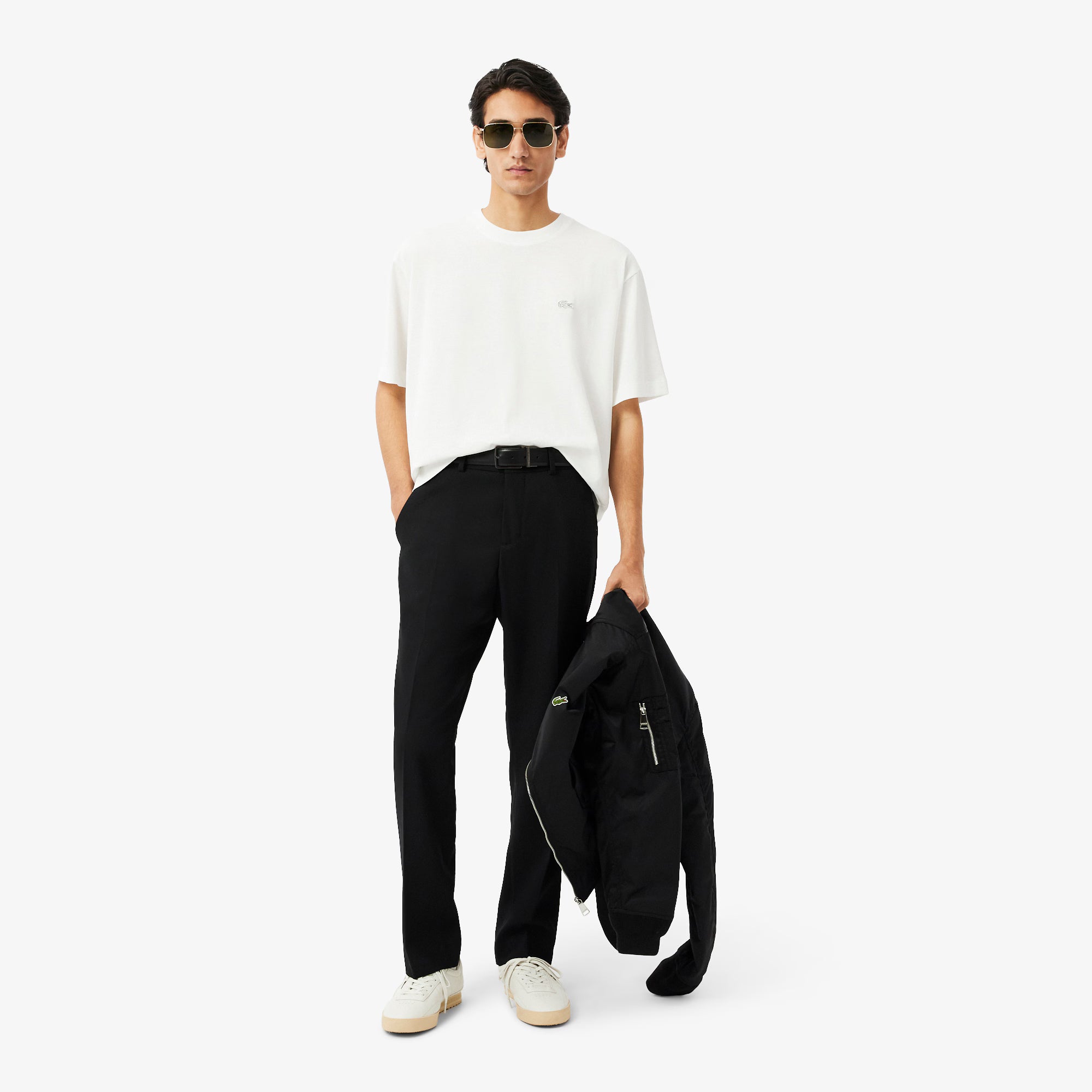 LACOSTE T-shirt loose fit em jersey grosso - CARISMAstore