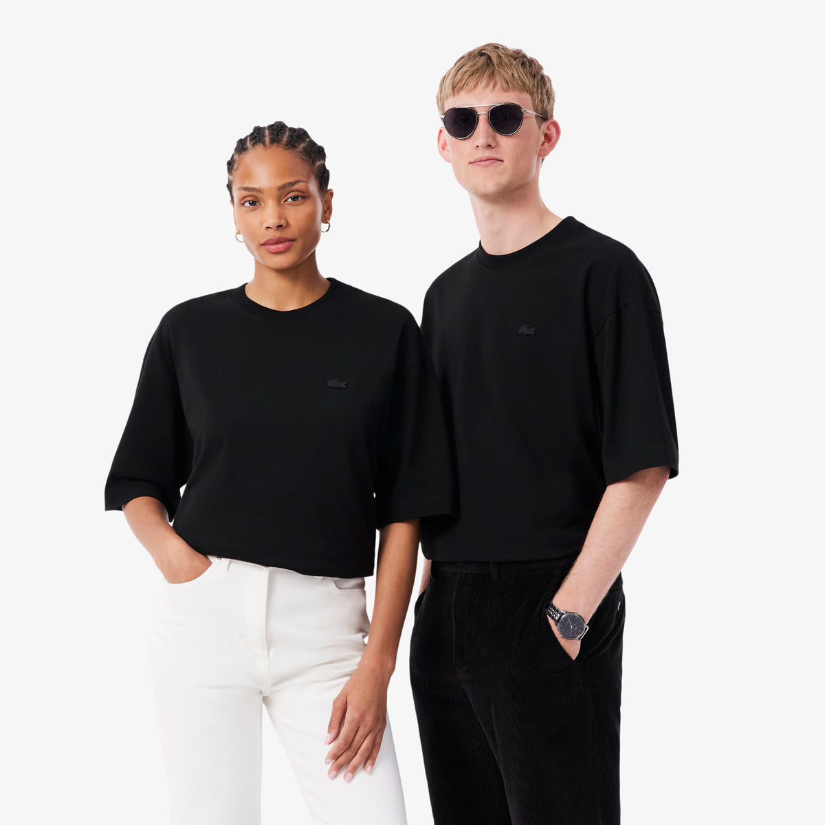 LACOSTE T-shirt loose fit em jersey de algodão grosso