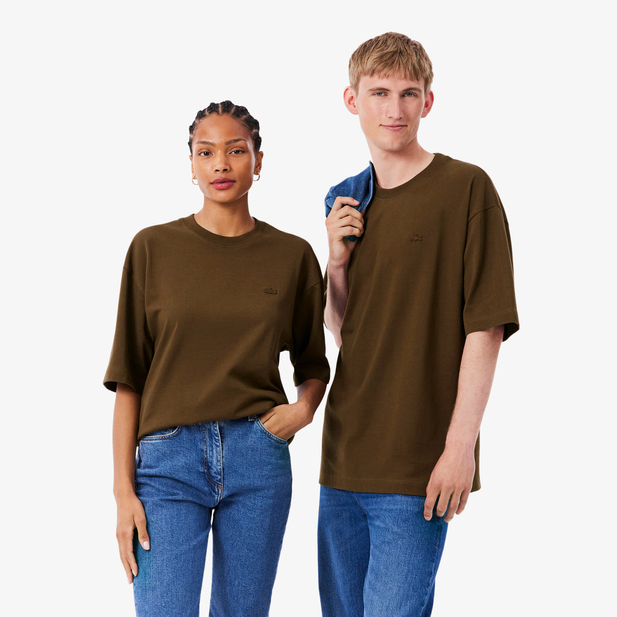 LAOCSTE T-shirt loose fit em jersey de algodão grosso