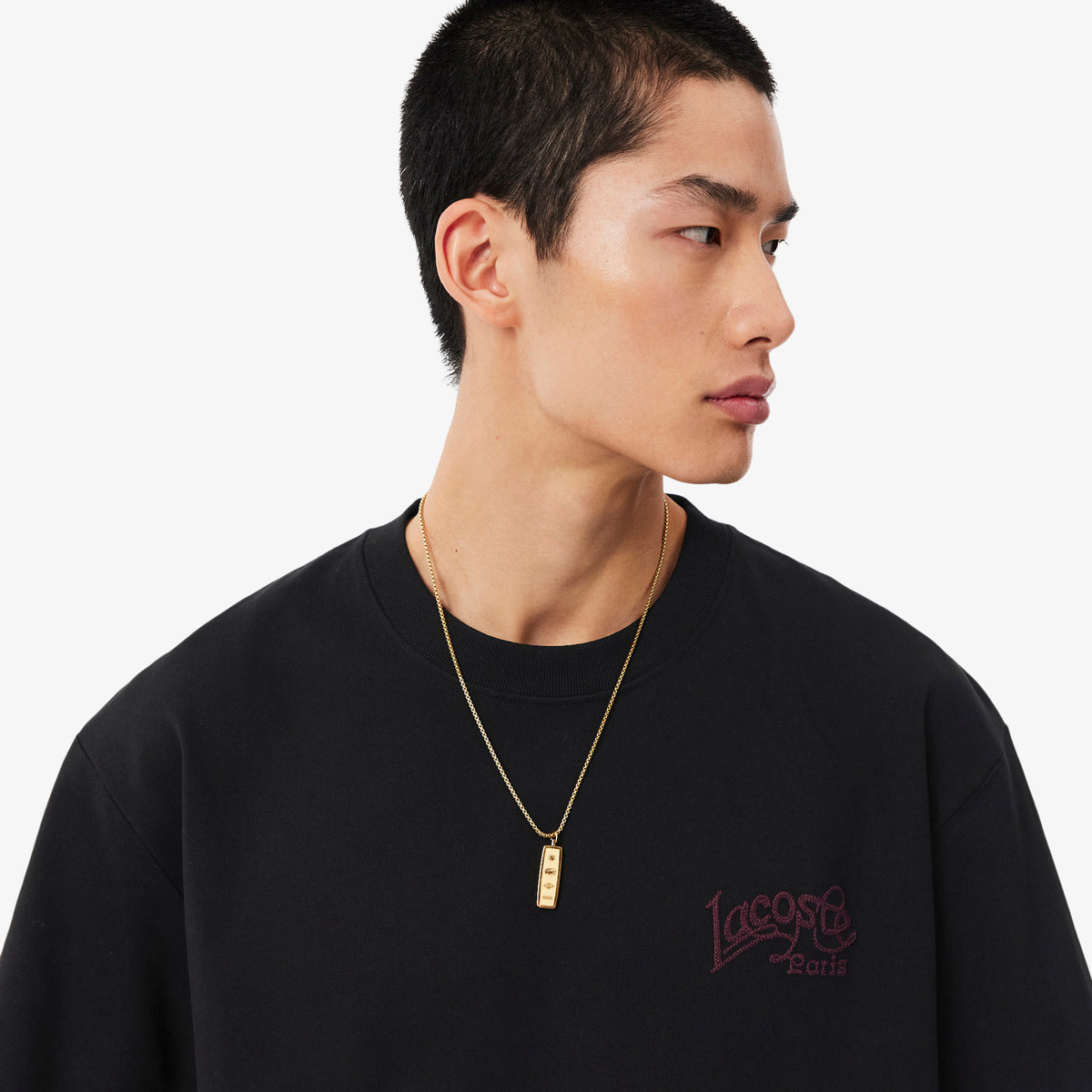 LACOSTE T-shirt de jersey de algodão grosso com bordado