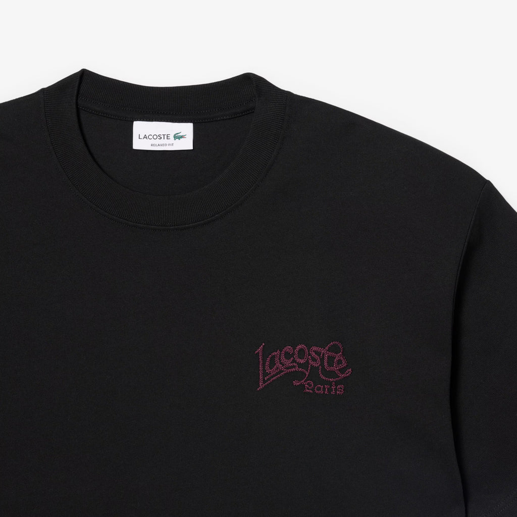 LACOSTE T-shirt de jersey de algodão grosso com bordado