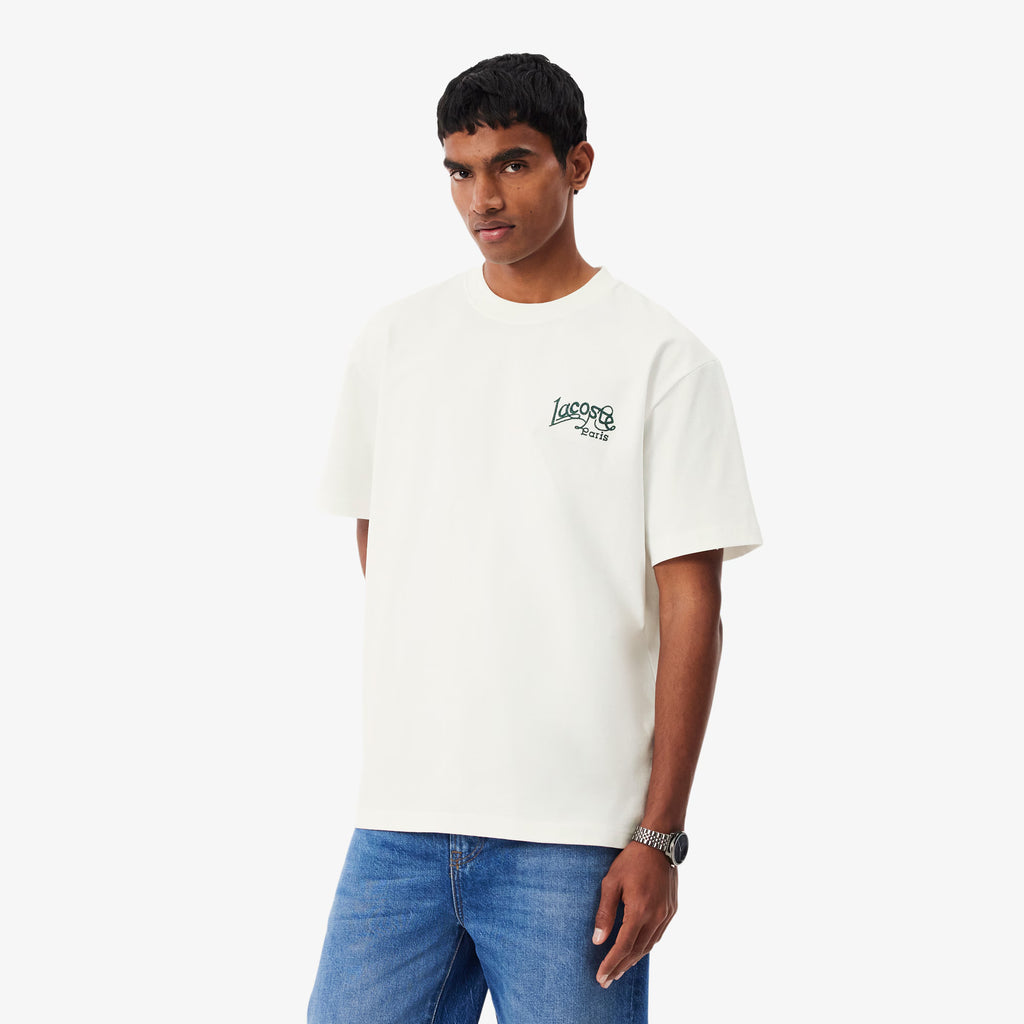 LACOSTE T-shirt de jersey de algodão grosso com bordado
