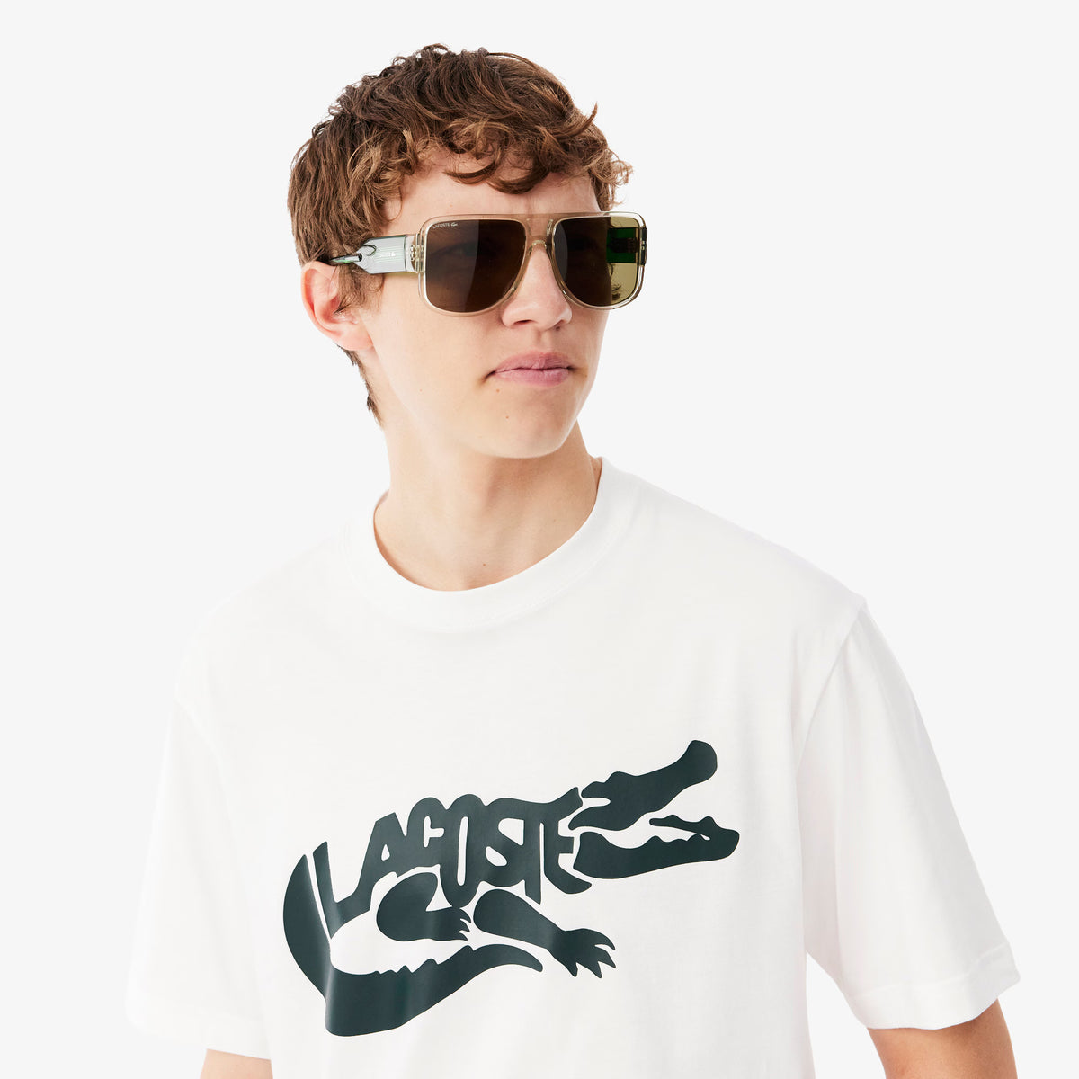 LACOSTE T-shirt classic fit de algodão com estampado