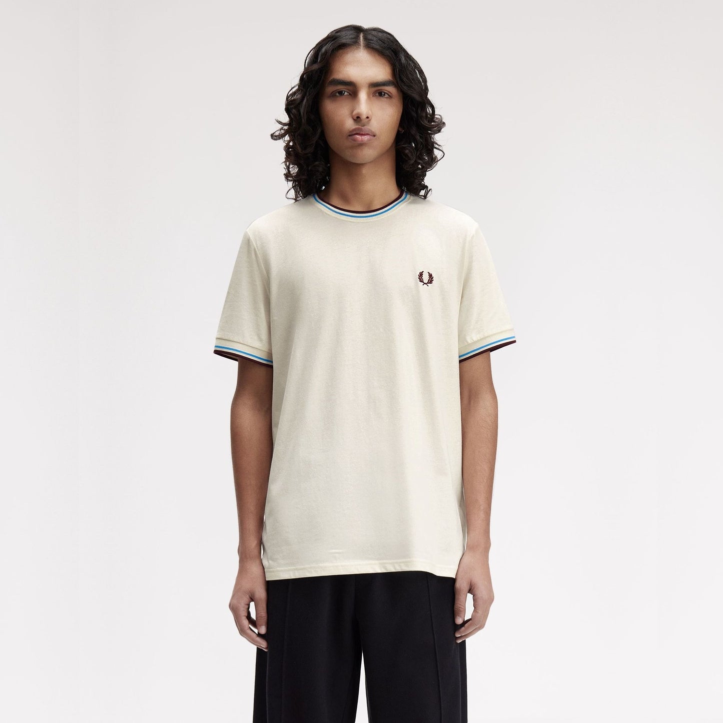 FRED PERRY T-shirt com borda com ponto descontínuo dupla