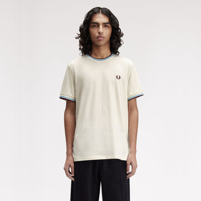 FRED PERRY T-shirt com borda com ponto descontínuo dupla