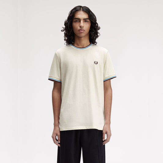 FRED PERRY T-shirt com borda com ponto descontínuo dupla