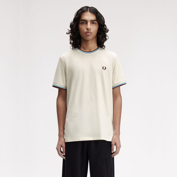 FRED PERRY T-shirt com borda com ponto descontínuo dupla