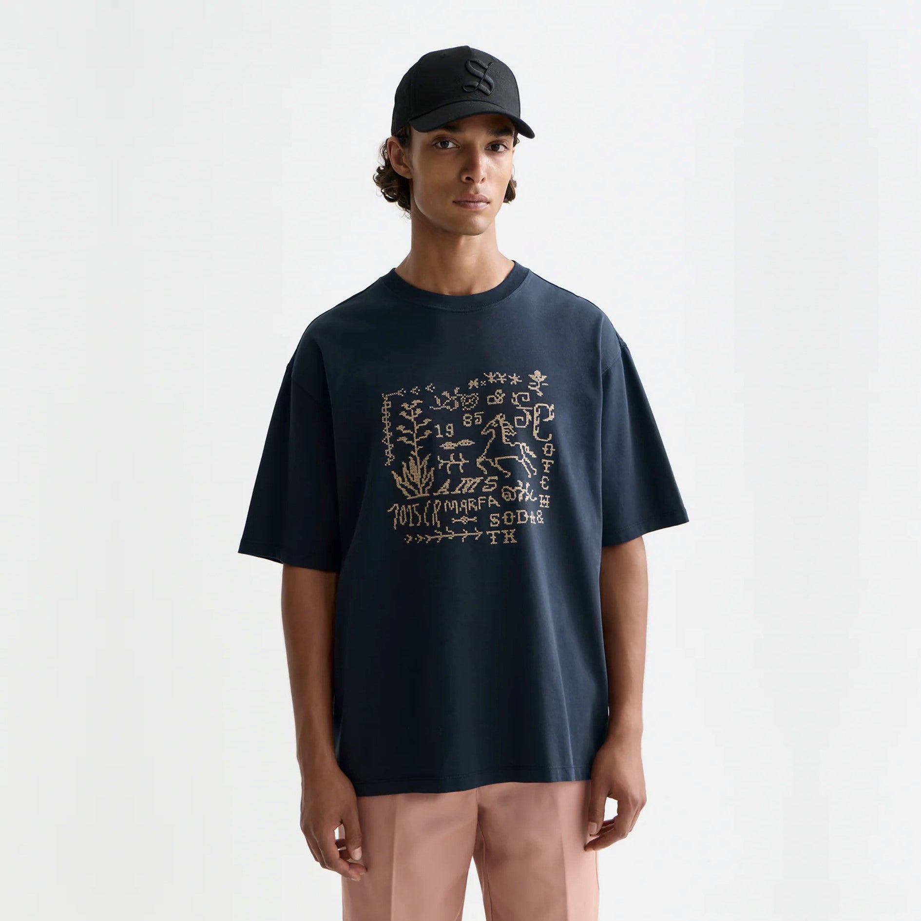 SCOTCH&SODA T-shirt folgada com bordado em ponto cruz