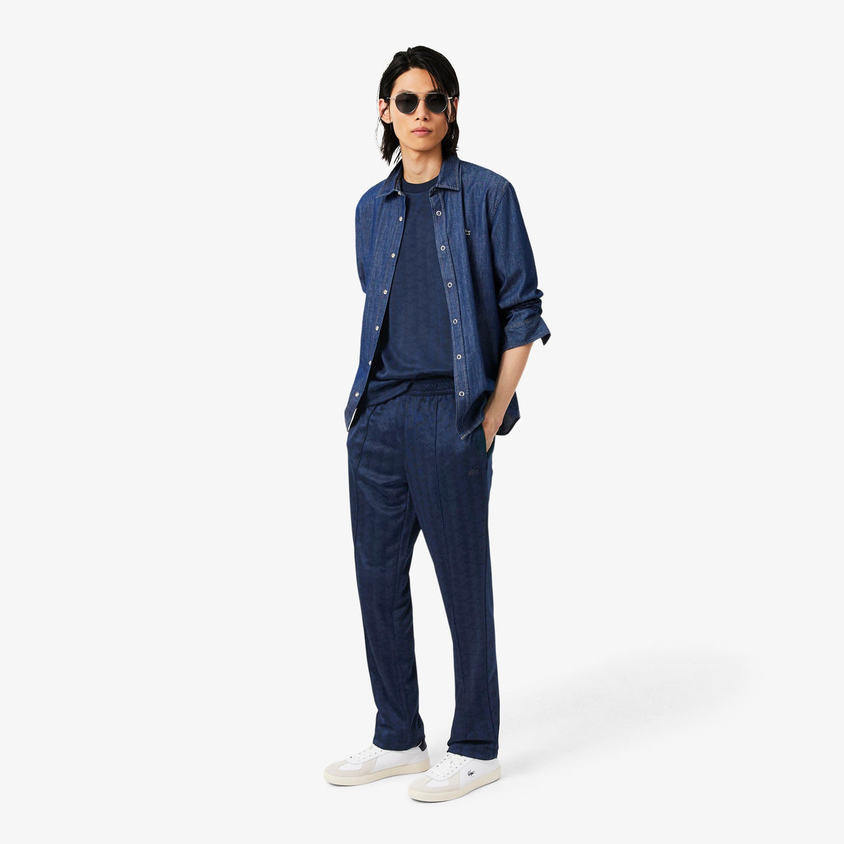 LACOSTE Calças de fato de treino em jacquard com monograma