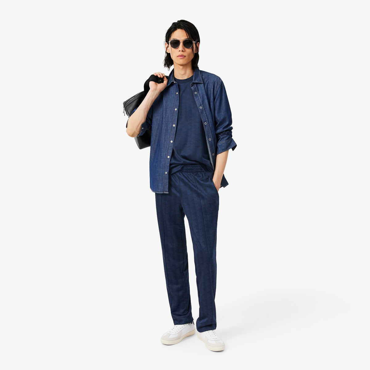 LACOSTE Calças de fato de treino em jacquard com monograma