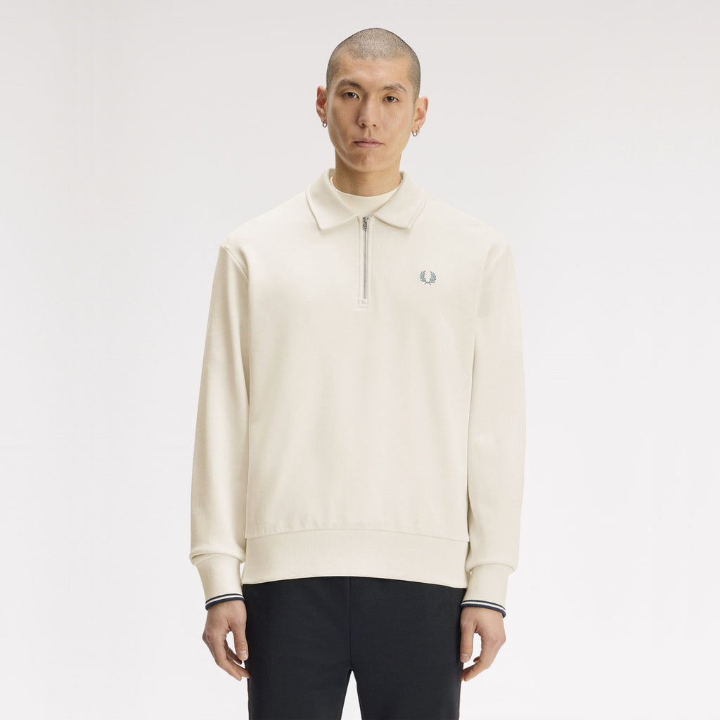 FRED PERRY Camisola com colarinho e meio fecho de correr