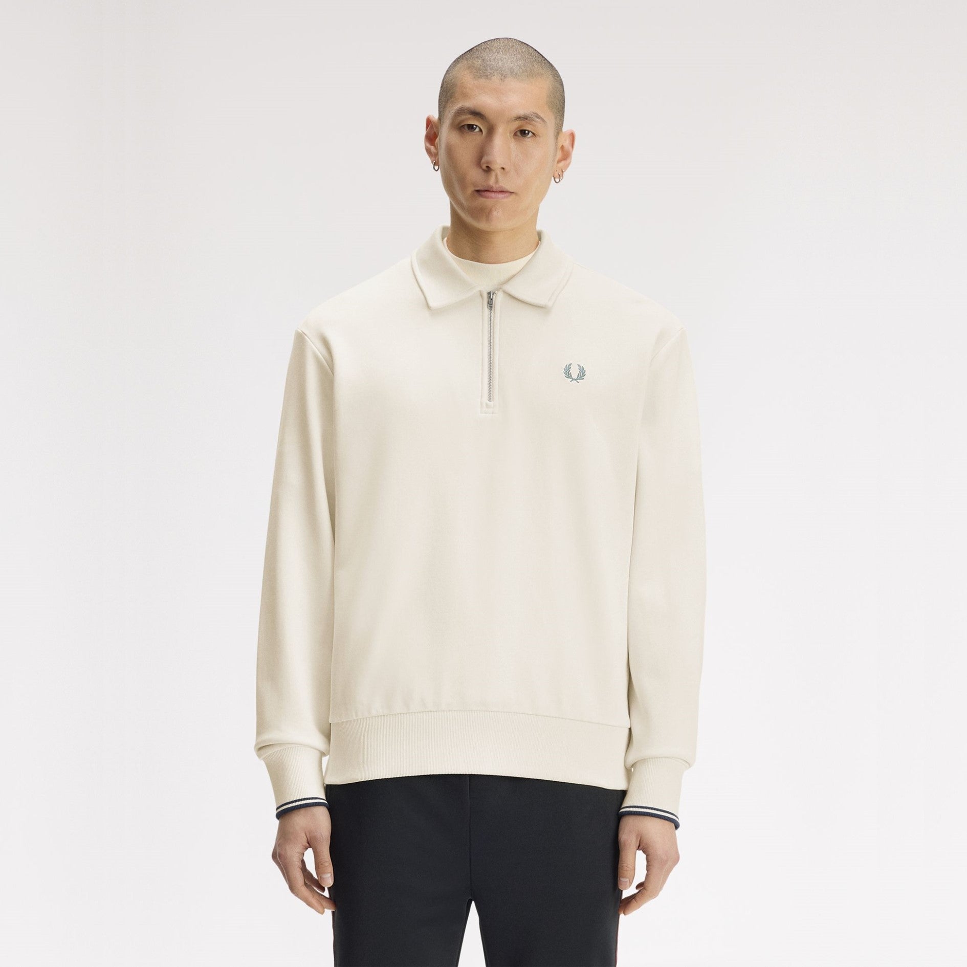 FRED PERRY Camisola com colarinho e meio fecho de correr