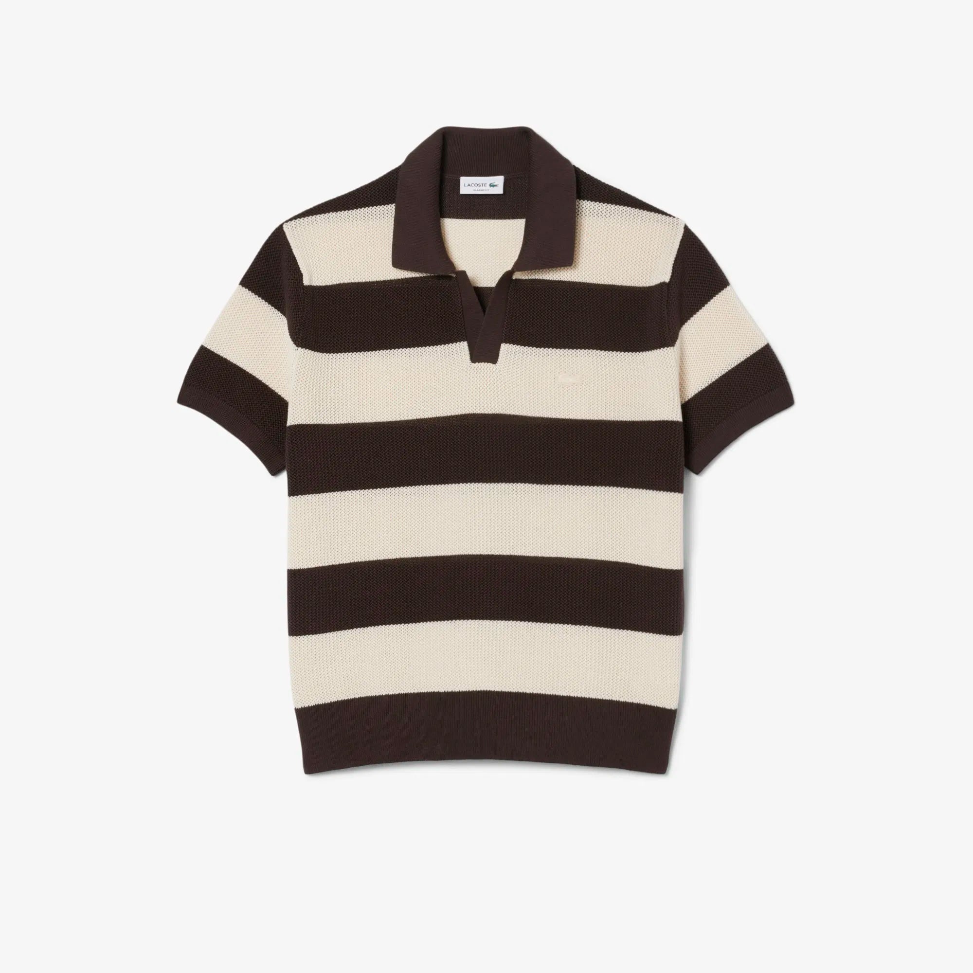 LACOSTE Polo listrado de manga curta e gola