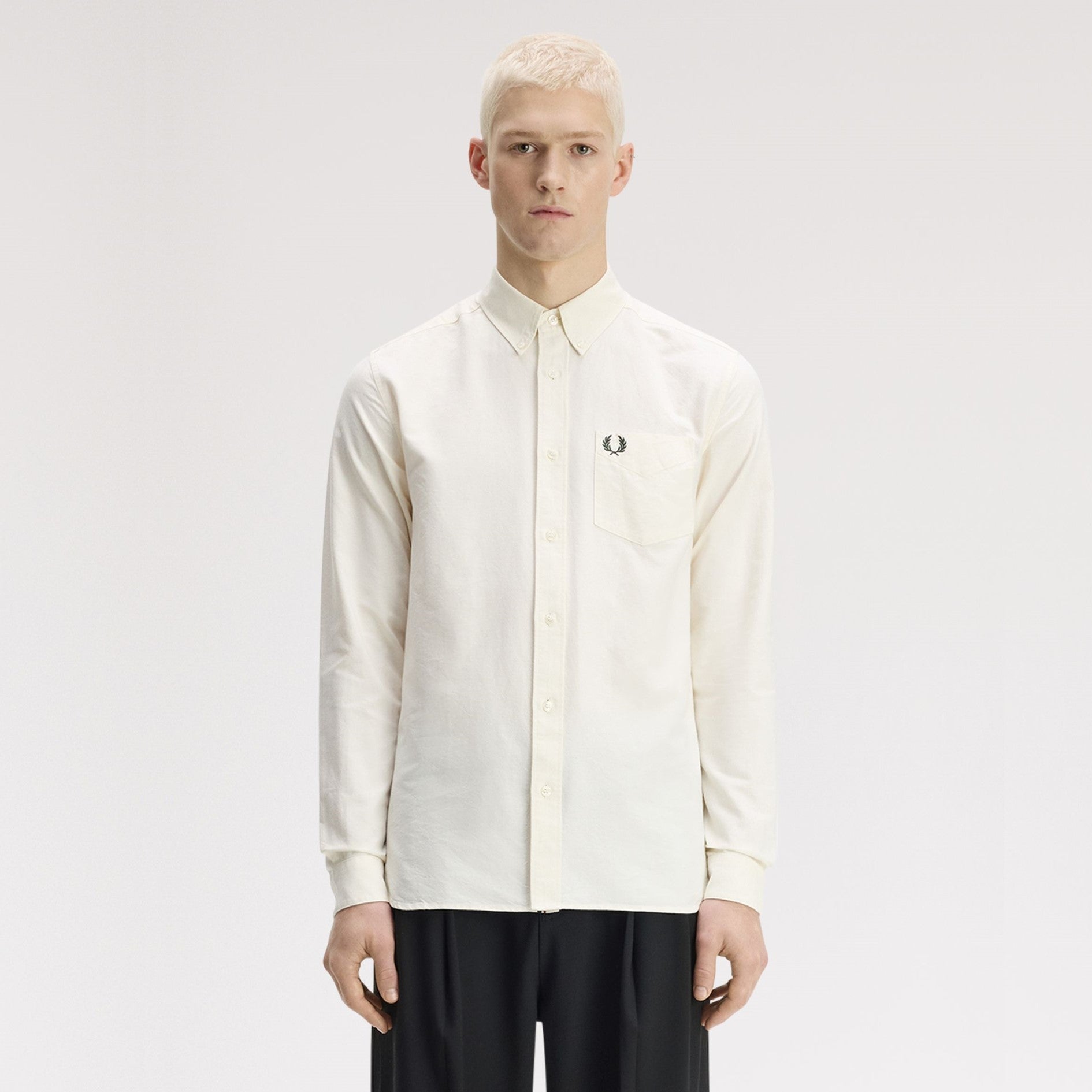 FRED PERRY Camisa oxford com borda com ponto descontínuo oculta