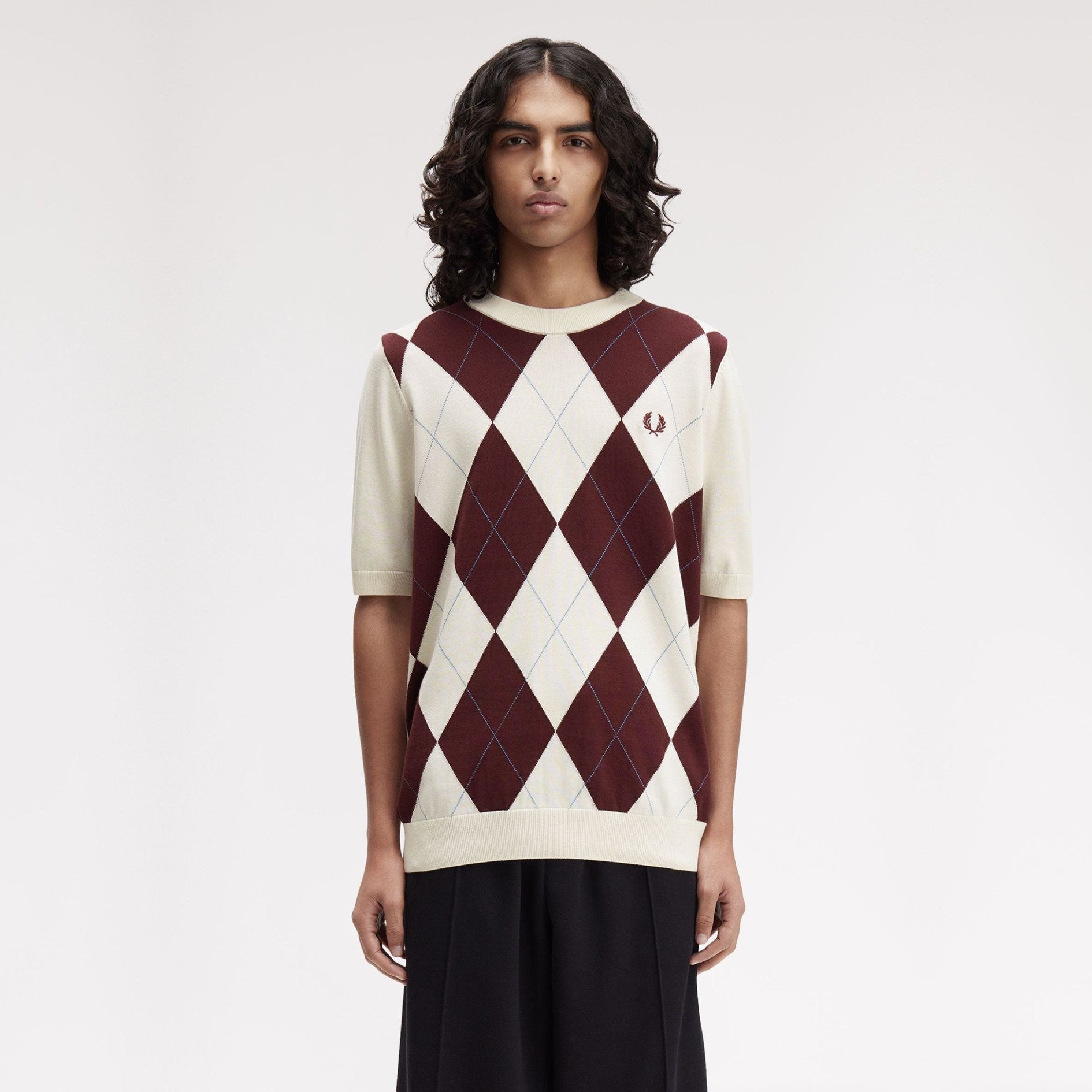 FRED PERRY T-shirt em malha com argyle - CARISMAstore