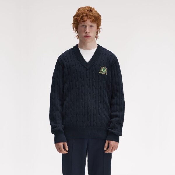 FRED PERRY Camisola em malha entrançada com emblema de ténis